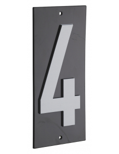 Plaque de signalisation 4, marquage blanc sur fond noir, panneau ABS à visser, 56x120mm - THIRARD Chiffres à visser