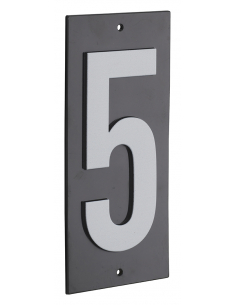 Plaque de signalisation 5, marquage blanc sur fond noir, panneau ABS à visser, 56x120mm - THIRARD Signalétique