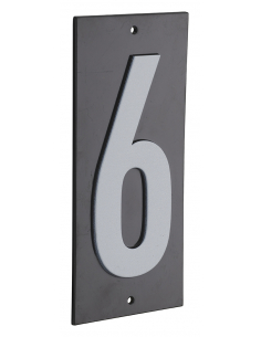 Plaque de signalisation 6, marquage blanc sur fond noir, panneau ABS à visser, 56x120mm - THIRARD Chiffres à visser