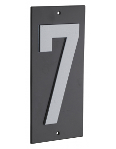 Plaque de signalisation 7, marquage blanc sur fond noir, panneau ABS à visser, 56x120mm - THIRARD Chiffres à visser