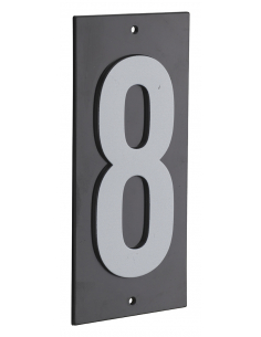 Plaque de signalisation 8, marquage blanc sur fond noir, panneau ABS à visser, 56x120mm - THIRARD Signalétique
