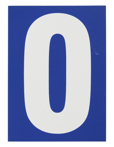 Plaque de signalisation 0, marquage blanc sur fond bleu, panneau PVC adhésif, 65x90mm - THIRARD Signalétique
