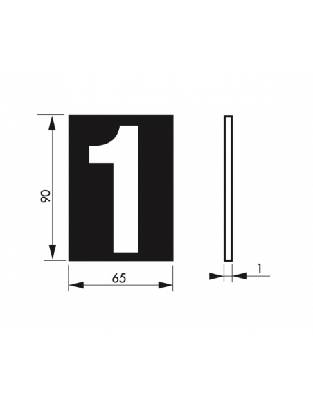 Plaque de signalisation 1, marquage blanc sur fond bleu, panneau PVC adhésif, 65x90mm - THIRARD Chiffres à coller