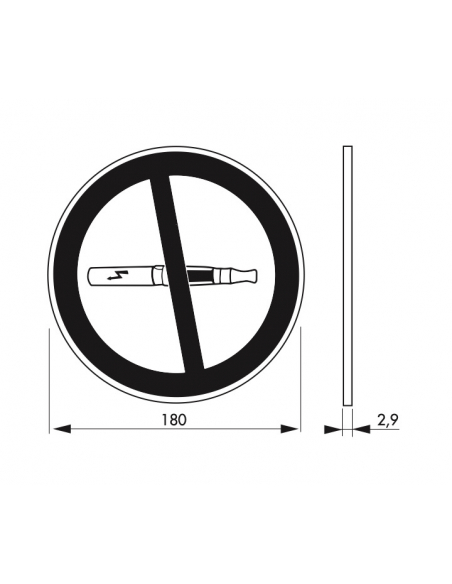 Disque de signalisation Cigarette électronique, polystyrène rigide adhésif, Ø180mm - THIRARD Signalétique