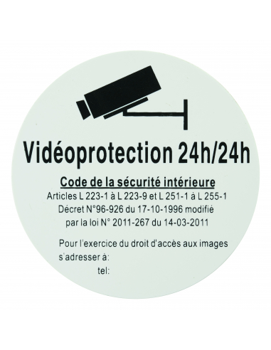 Disque de signalisation Vidéoprojection 24/24, polystyrène rigide adhésif, Ø80mm - THIRARD Signalétique