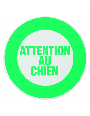 Disque de signalisation Attention au chien, polystyrène rigide adhésif, Ø180mm - THIRARD Disques de signalisation à coller