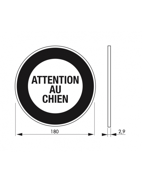 Disque de signalisation Attention au chien, polystyrène rigide adhésif, Ø180mm - THIRARD Disques de signalisation à coller