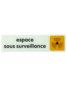 Plaque de signalisation Espace sous surveillance, plexiglass adhésif, 170x45mm - THIRARD Panneaux video surveillance