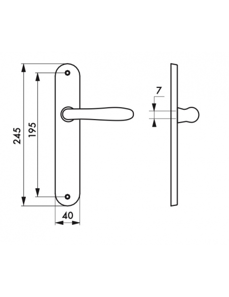 Ensemble de poignées pour porte intérieure Goccia sans trou, carré 7mm, entr'axes 195mm, chromé satin - THIRARD Poignée