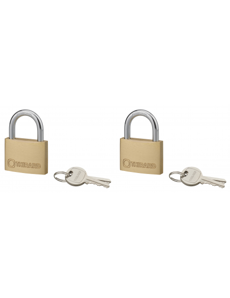 Lot de 2 cadenas Type1+, 45mm, anse acier, 2 clés/cadenas, s'entrouvrant avec la même clé - THIRARD Cadenas