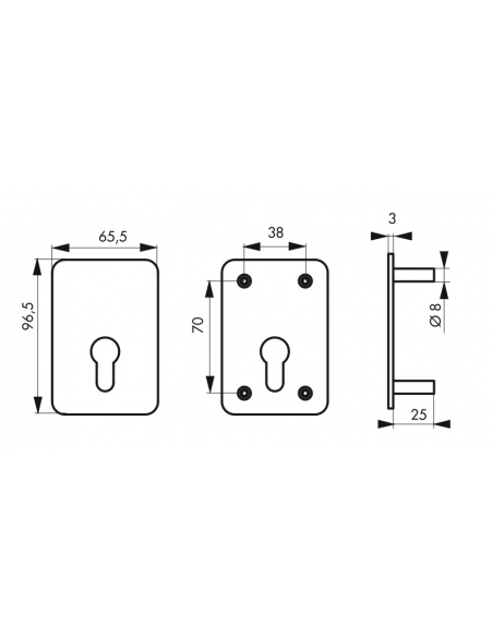 Plaque de renfort cylindre profilé pour verrou Corvette, fixation par vis, époxy bronze - THIRARD Plaque de renfort