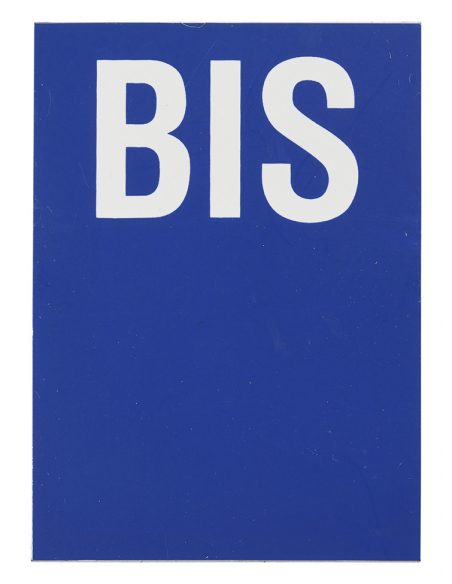 Plaque de signalisation BIS, marquage blanc sur fond bleu, panneau PVC adhésif, 65x90mm - THIRARD Lettres à coller