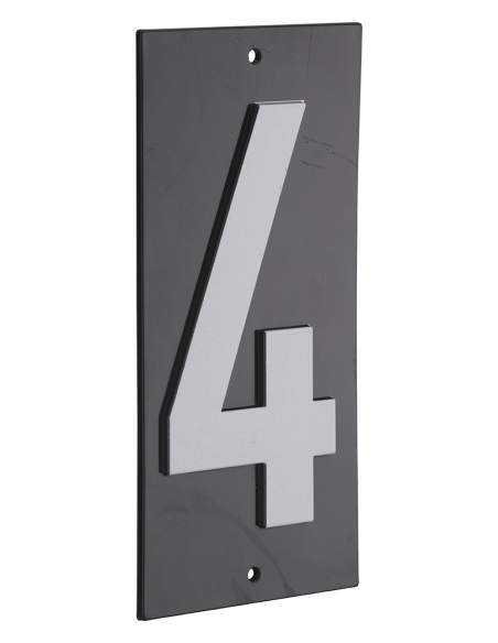 Plaque de signalisation 4, marquage blanc sur fond noir, panneau ABS à visser, 56x120mm - THIRARD Chiffres à visser