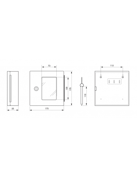 Boite à clés vitrée murale, acier, vitre interchangeable, 170x175x55mm, 2 clés, rouge - THIRARD Boîte à clés