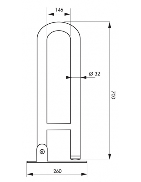 Barre de maintien rabattable, inox 304, longueur 700mm, Ø32mm, finition inox poli - THIRARD Equipement