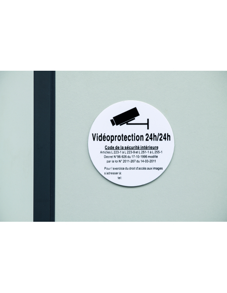 Disque de signalisation Vidéoprojection 24/24, polystyrène rigide adhésif, Ø80mm - THIRARD Signalétique