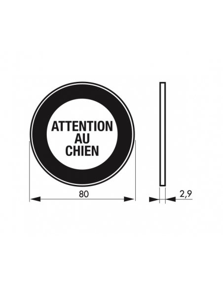 Disque de signalisation Attention au chien, polystyrène rigide adhésif, Ø80mm - THIRARD Disques de signalisation à coller