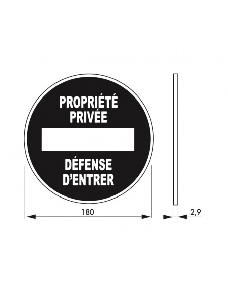 Disque de signalisation Propriété privée, polystyrène rigide adhésif, Ø180mm - THIRARD Signalétique