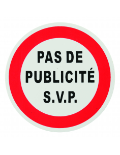 Disque de signalisation Pas de publicité, polystyrène rigide adhésif, Ø80mm - THIRARD Disques de signalisation à coller