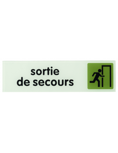 Plaque de signalisation Sortie de secours, plexiglass adhésif, 170x45mm - THIRARD Signalétique