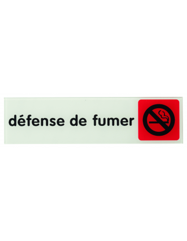 Plaque de signalisation Défense de fumer, plexiglass adhésif, 170x45mm - THIRARD Signalétique