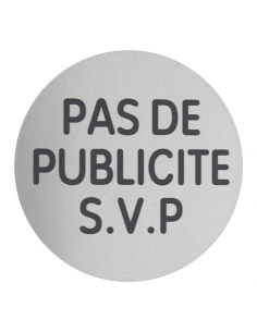 Disque de signalisation Pas de publicité, alunimium adhésif, Ø80mm - THIRARD Disques de signalisation à coller