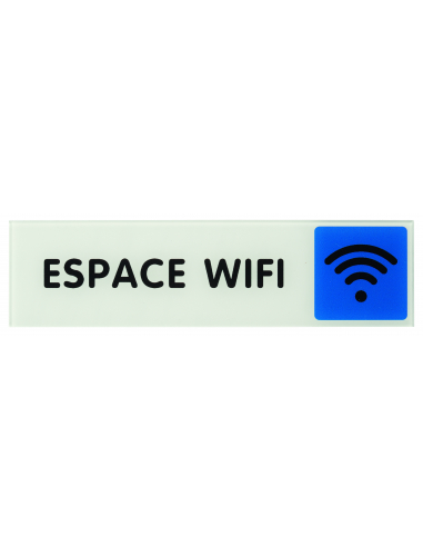 Plaque de signalisation Espace WIFI, plexiglass adhésif, 170x45mm - THIRARD Plaques de signalisation à coller