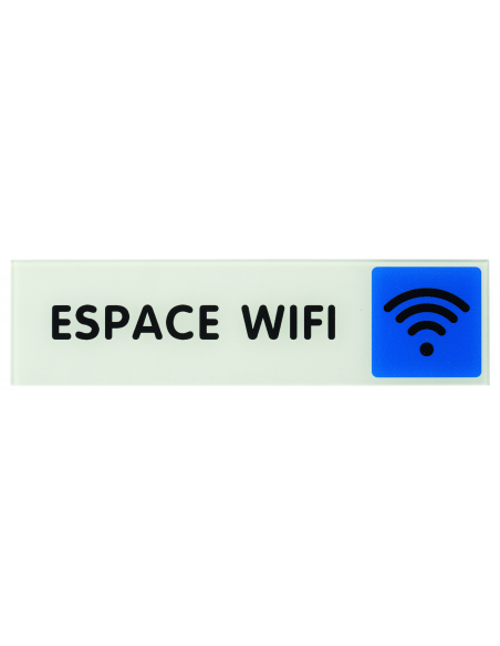 Plaque de signalisation Espace WIFI, plexiglass adhésif, 170x45mm - THIRARD Plaques de signalisation à coller