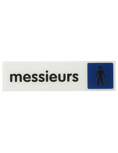 Plaque de signalisation Messieurs, plexiglass adhésif, 170x45mm - THIRARD Signalétique