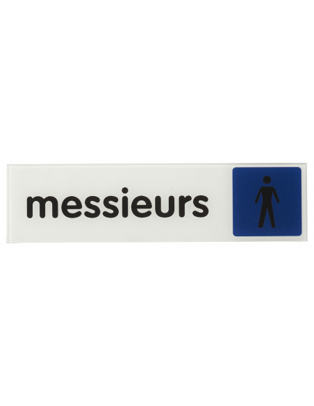 Plaque de signalisation Messieurs, plexiglass adhésif, 170x45mm - THIRARD Signalétique