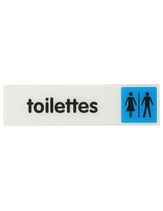 Plaque de signalisation Toilettes, plexiglass adhésif, 170x45mm - THIRARD Plaques de signalisation à coller