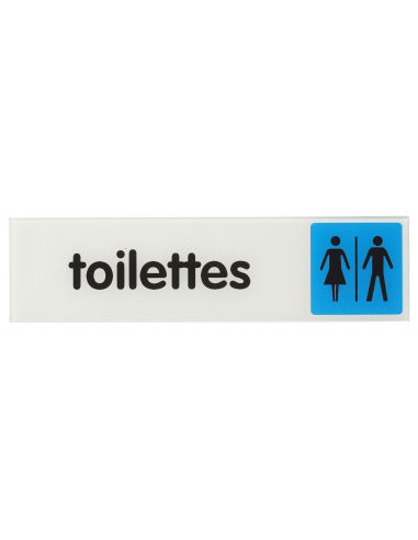 Plaque de signalisation Toilettes, plexiglass adhésif, 170x45mm - THIRARD Signalétique