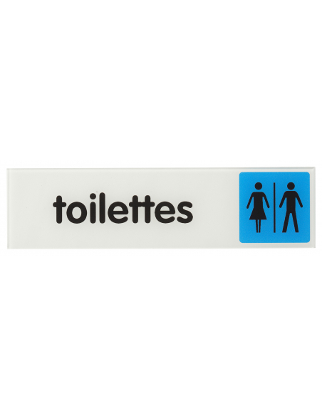Plaque de signalisation Toilettes, plexiglass adhésif, 170x45mm - THIRARD Signalétique