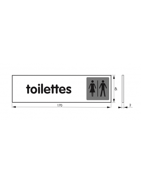 Plaque de signalisation Toilettes, plexiglass adhésif, 170x45mm - THIRARD Signalétique