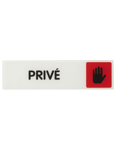 Plaque de signalisation Privé, plexiglass adhésif, 170x45mm - THIRARD Signalétique