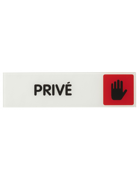 Plaque de signalisation Privé, plexiglass adhésif, 170x45mm - THIRARD Signalétique