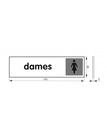 Plaque de signalisation Dames, plexiglass adhésif, 170x45mm - THIRARD Signalétique