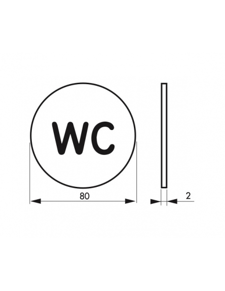 Disque de signalisation WC, alunimium adhésif, Ø80mm - THIRARD Signalétique