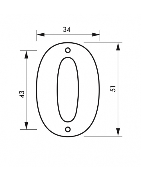 Chiffre 0, laiton à visser, H.51mm, laiton - THIRARD Signalétique