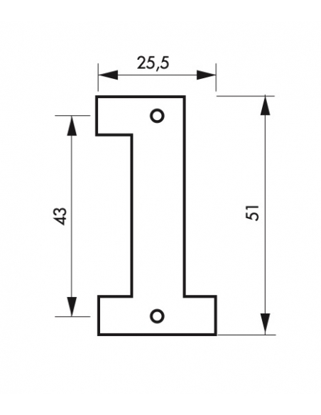 Chiffre 1, laiton à visser, H.51mm, laiton - THIRARD Signalétique