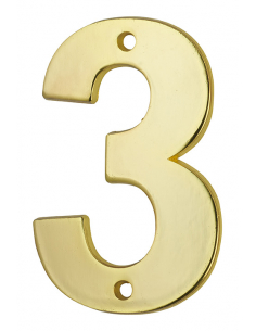 Chiffre 3, laiton, à visser, H.51mm, doré - THIRARD Chiffres à visser