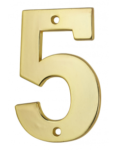 Chiffre 5, laiton, à visser, H.51mm, doré - THIRARD Chiffres à visser