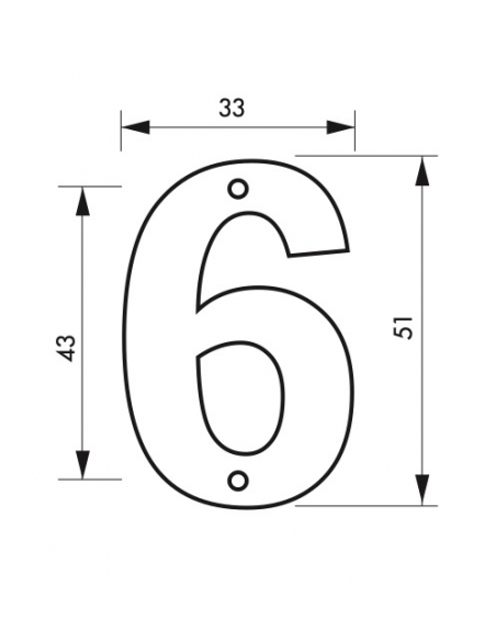 Chiffre 6, laiton à visser, H.51mm, laiton - THIRARD Signalétique