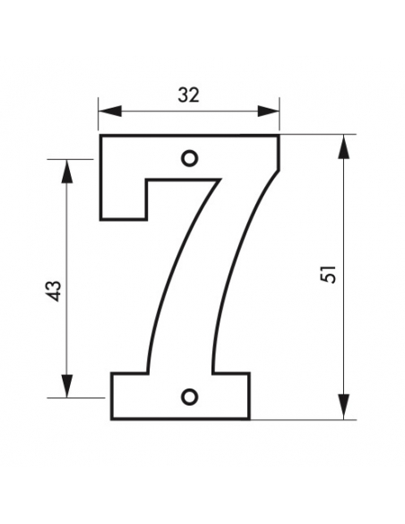 Chiffre 7, laiton à visser, H.51mm, laiton - THIRARD Signalétique