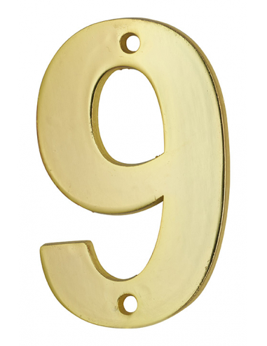 Chiffre 9, laiton, à visser, H.51mm, doré - THIRARD Chiffres à visser
