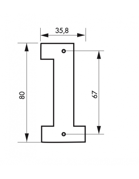 Chiffre 1 à visser, alliage, H.80mm, noir - THIRARD Signalétique