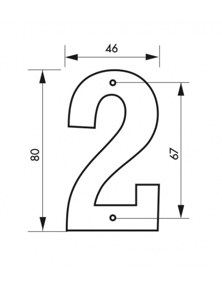 Chiffre 2 à visser, alliage, H.80mm, noir - THIRARD Signalétique