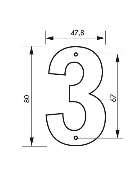 Chiffre 3 à visser, alliage, H.80mm, noir - THIRARD Signalétique