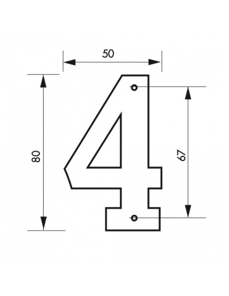 Chiffre 4 à visser, alliage, H.80mm, noir - THIRARD Signalétique