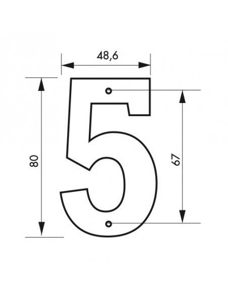 Chiffre 5 à visser, alliage, H.80mm, noir - THIRARD Signalétique